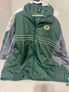 NFL Green White Gray Green Bay Packers Windbreaker Jacket